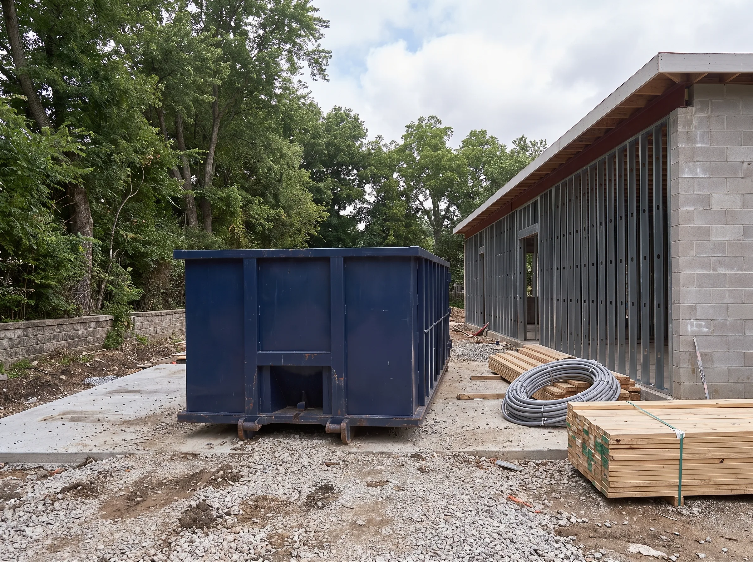 Roll-off dumpster being loaded in Pittsburgh, PA