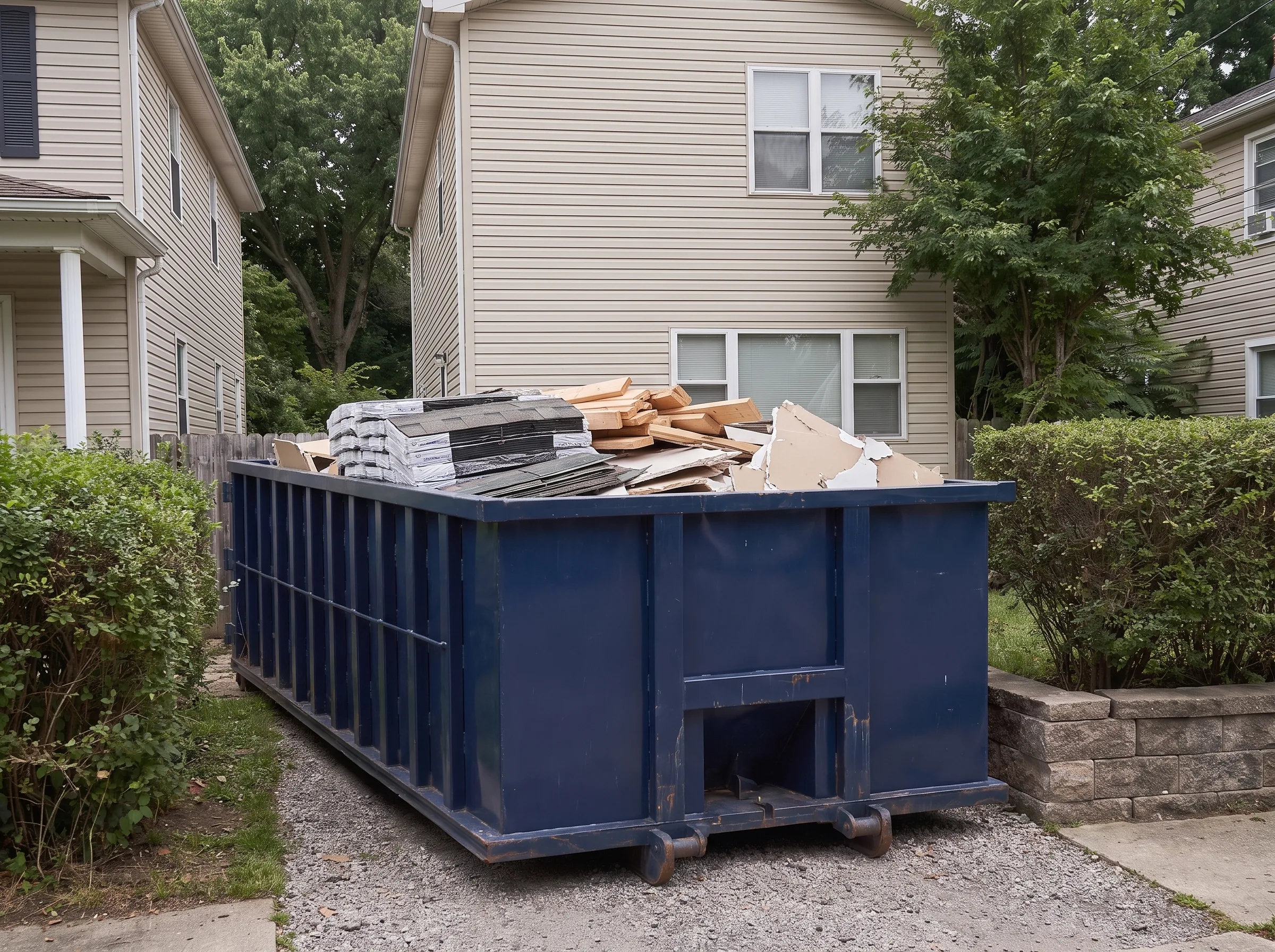 Roll-off dumpster being loaded in Allegheny County, PA